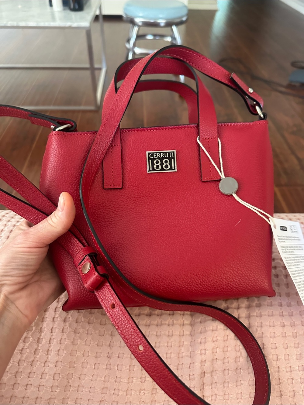 Cerruti 1881 Red Leather Crossbody Tote/bag